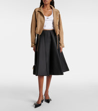 Prada Re-Nylon leather-trimmed midi skirt