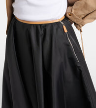 Prada Re-Nylon leather-trimmed midi skirt