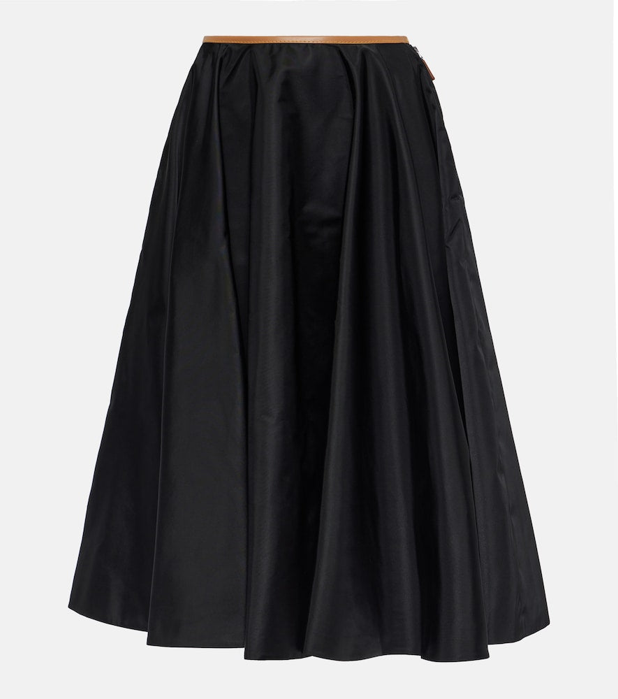 Prada Re-Nylon leather-trimmed midi skirt - Prada Re-Nylon 皮革饰边中长裙