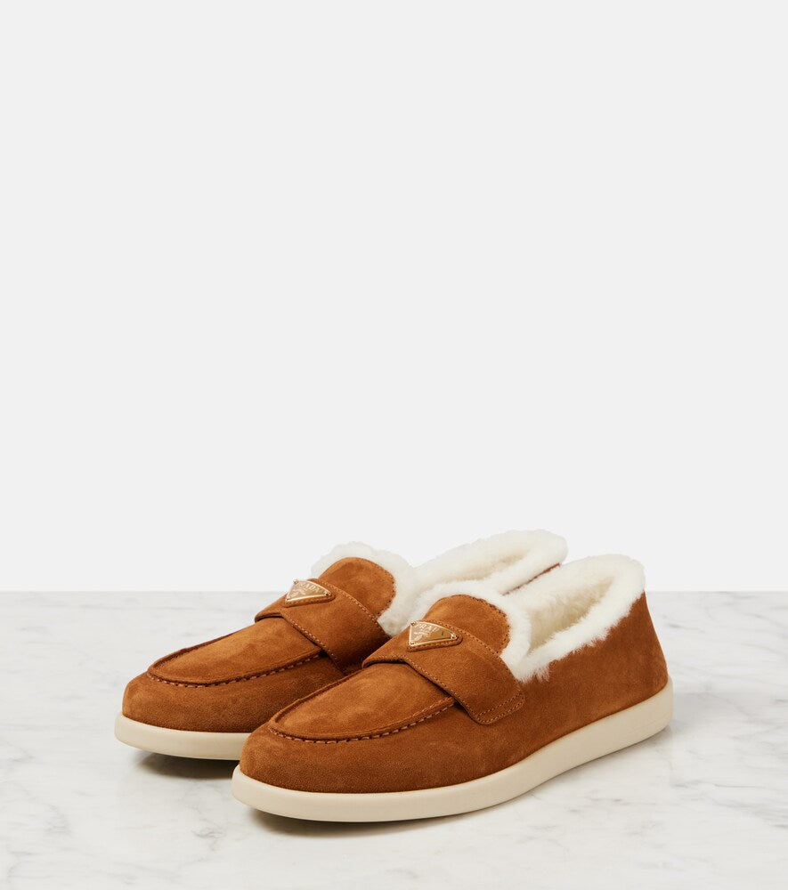 Prada Saint Tropez shearling-lined suede loafers