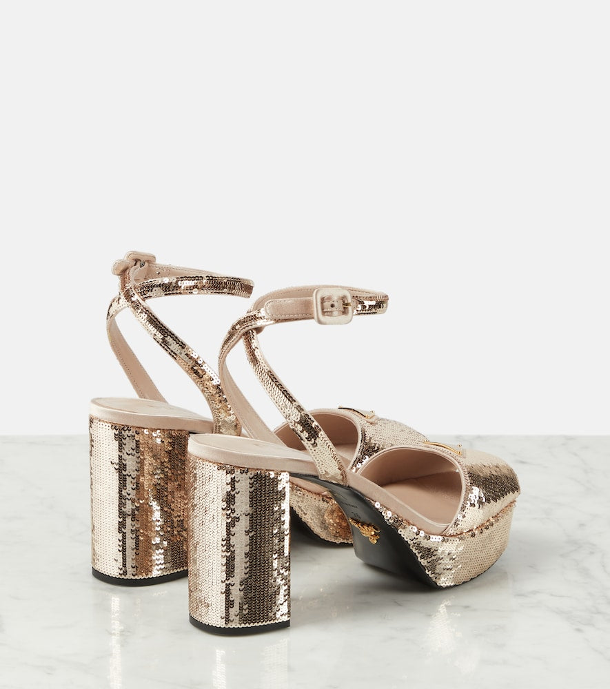 Prada Sequined satin platform sandals