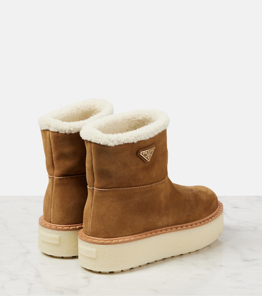 Prada Shearling-lined suede ankle boots