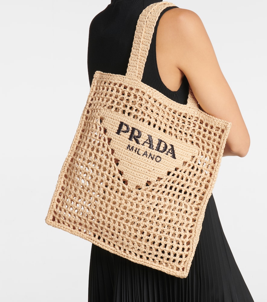 Prada Small logo raffia tote