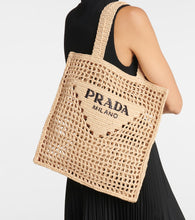 Prada Small logo raffia tote