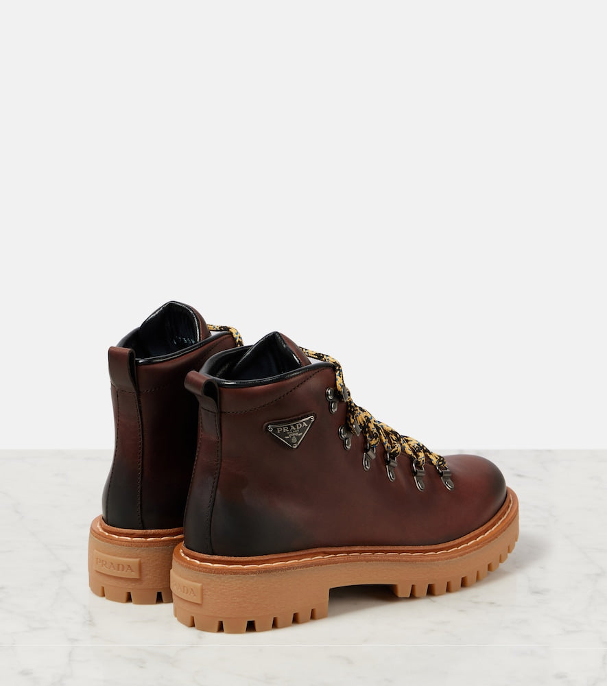 Prada St. Moritz leather lace-up boots
