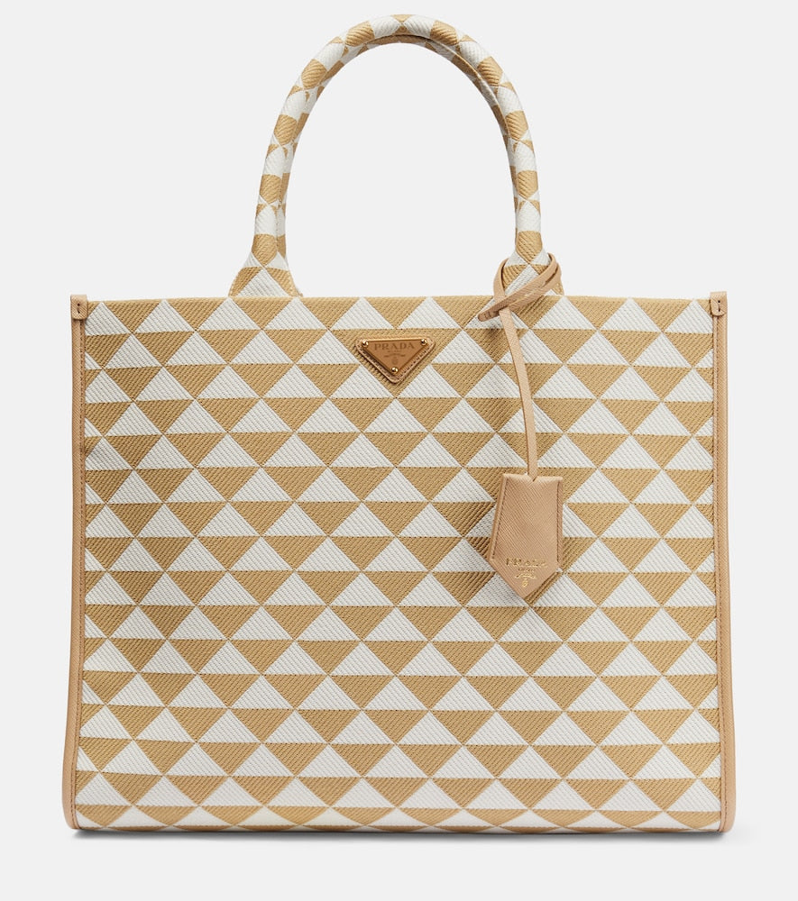 Prada Symbole leather-trimmed tote bag - Prada Symbole 皮革饰边手提包