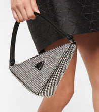 Prada Triangle embellished satin pouch