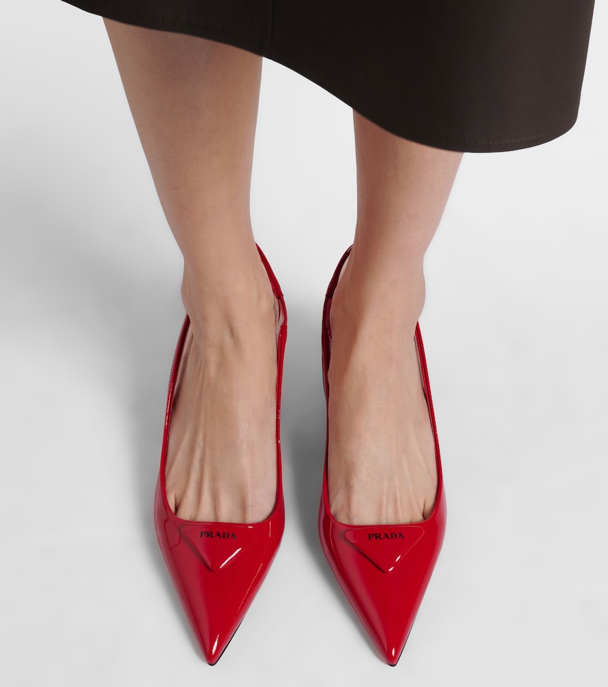Red Prada 55 patent leather slingback pumps - Mid Heel Pumps