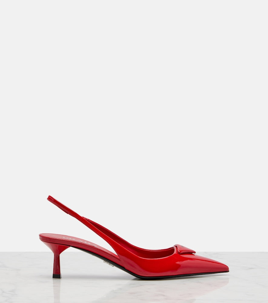 Red Prada 55 patent leather slingback pumps - Mid Heel Pumps