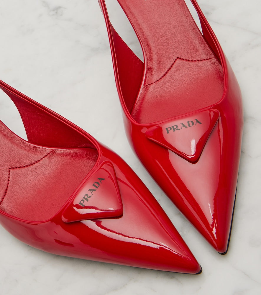 Red Prada 55 patent leather slingback pumps - Mid Heel Pumps