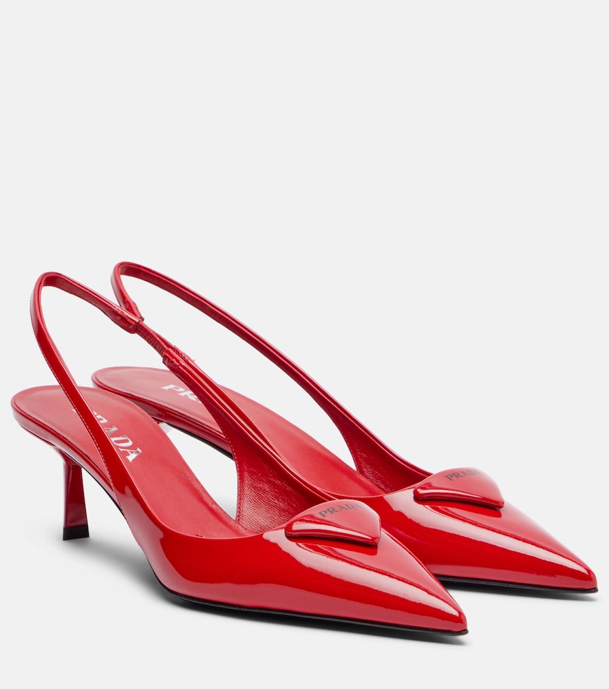 Red Prada 55 patent leather slingback pumps - Mid Heel Pumps