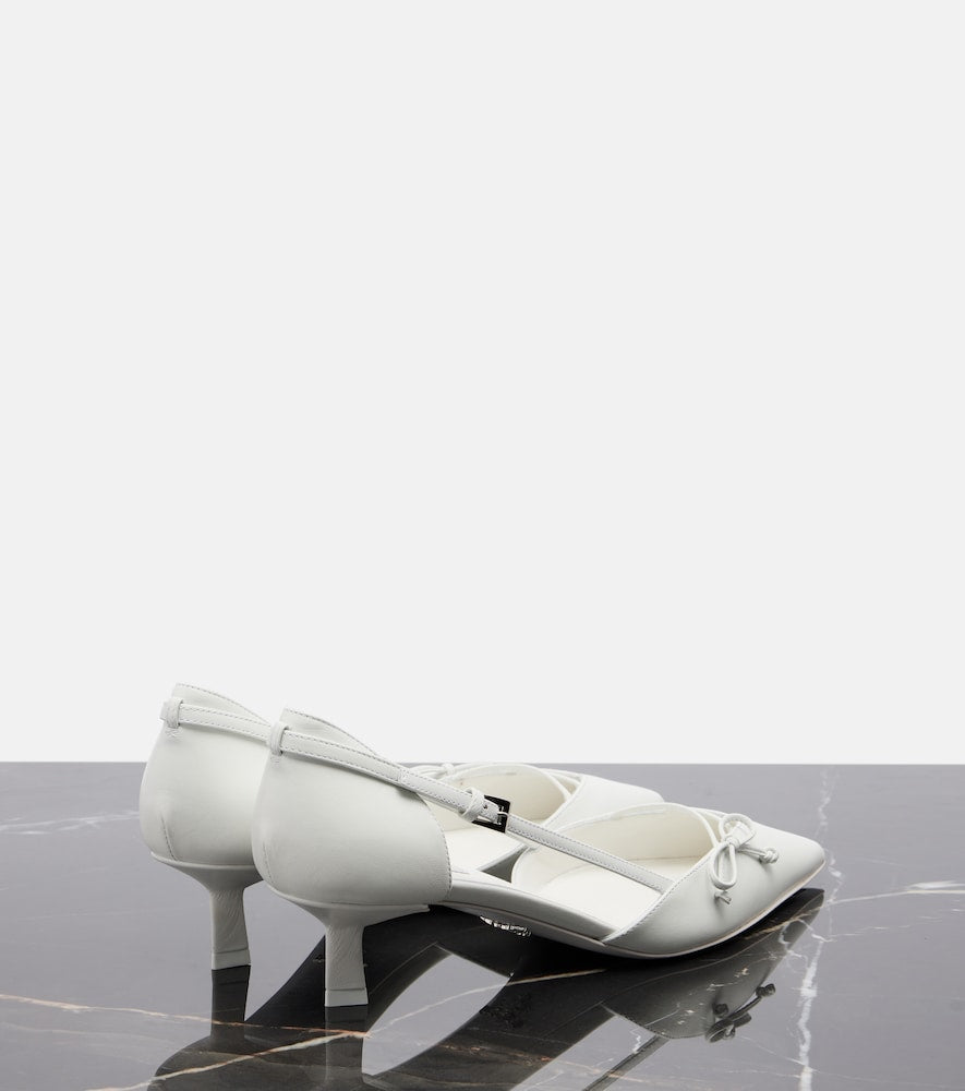 Prada Bow-detail leather pumps - White Mid Heel Pumps