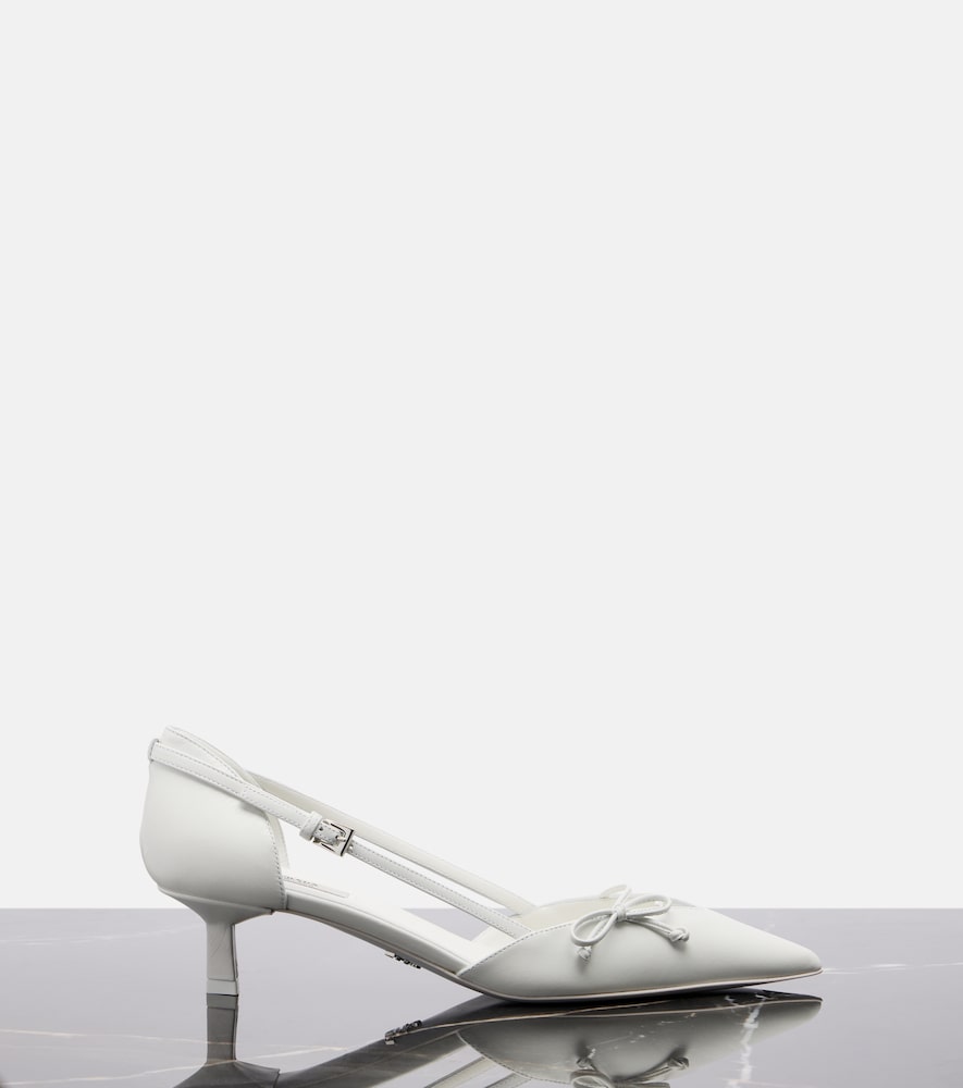 Prada Bow-detail leather pumps - White Mid Heel Pumps