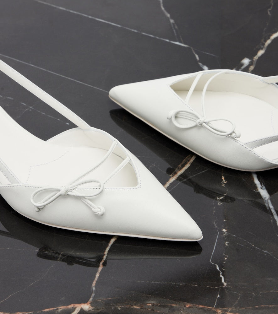 Prada Bow-detail leather pumps - White Mid Heel Pumps