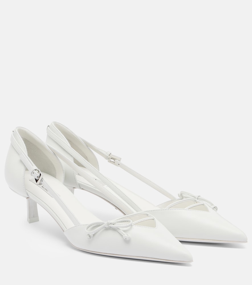 Prada Bow-detail leather pumps - White Mid Heel Pumps