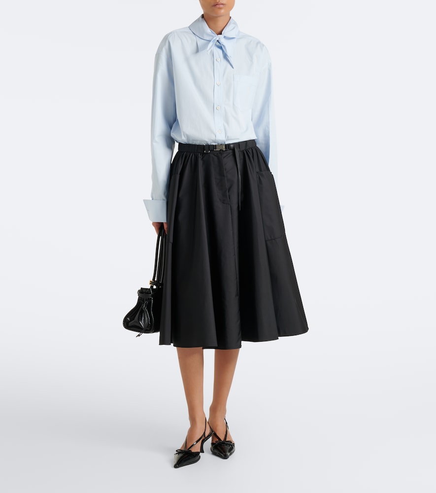 Prada Bow-detail leather slingback pumps (Black) - Mid Heel Pumps