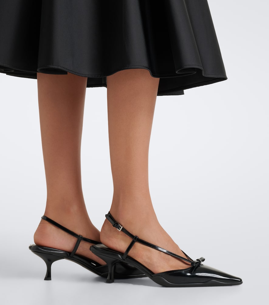 Prada Bow-detail leather slingback pumps (Black) - Mid Heel Pumps
