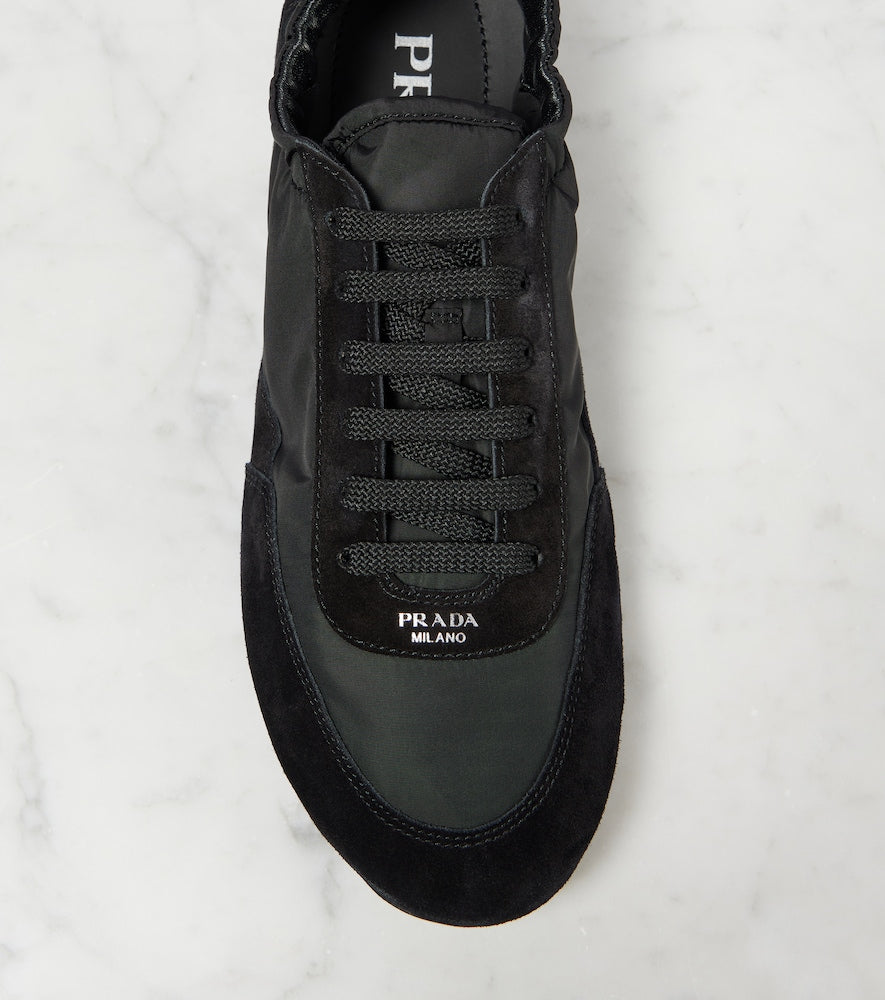 Prada Collapse Re-Nylon suede-trimmed sneakers (Black) - Low-Top Sneakers