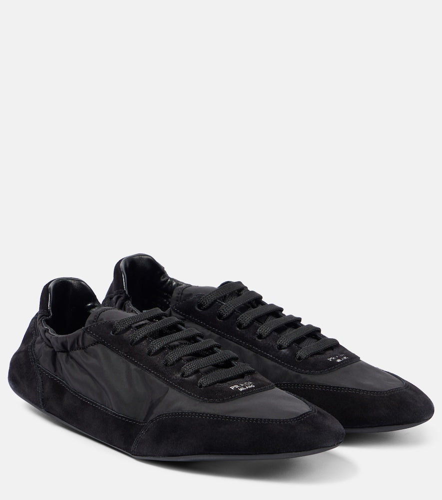 Prada Collapse Re-Nylon suede-trimmed sneakers (Black) - Low-Top Sneakers