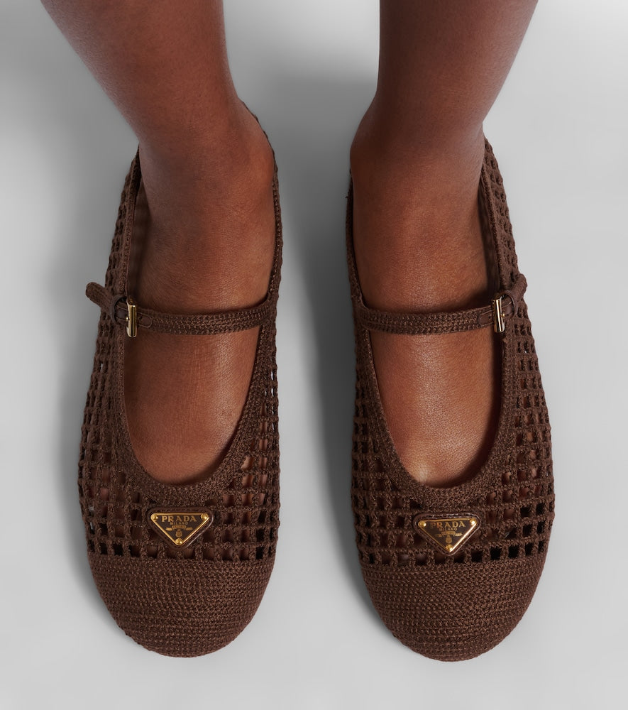 Prada Crochet Mary Jane flats - Brown Ballerina Flats