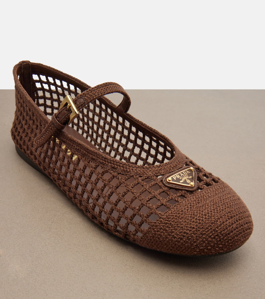 Prada Crochet Mary Jane flats - Brown Ballerina Flats