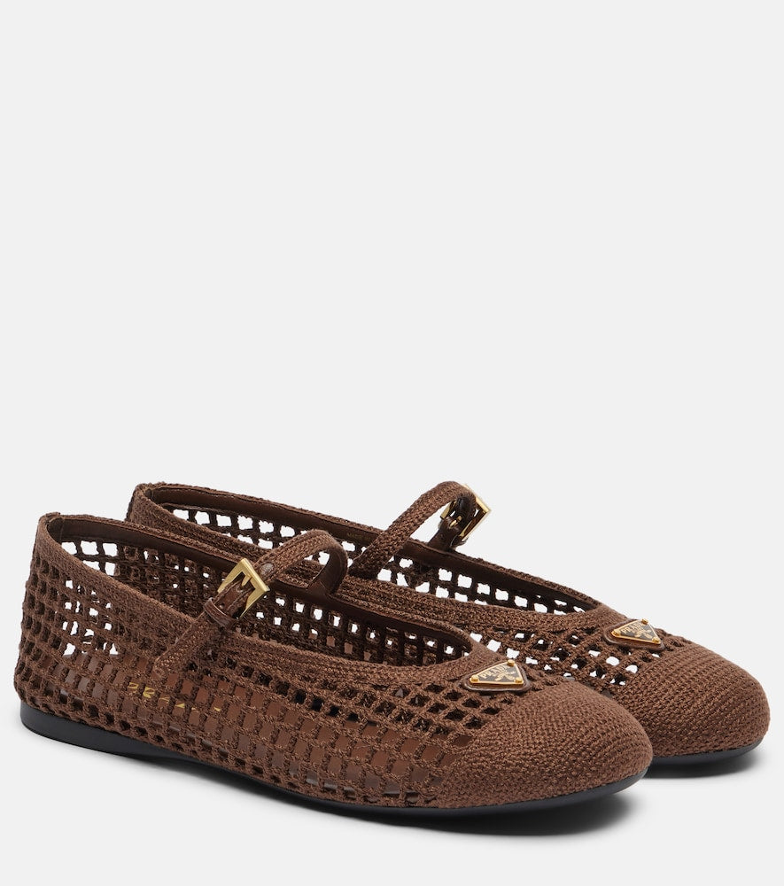 Prada Crochet Mary Jane flats - Brown Ballerina Flats