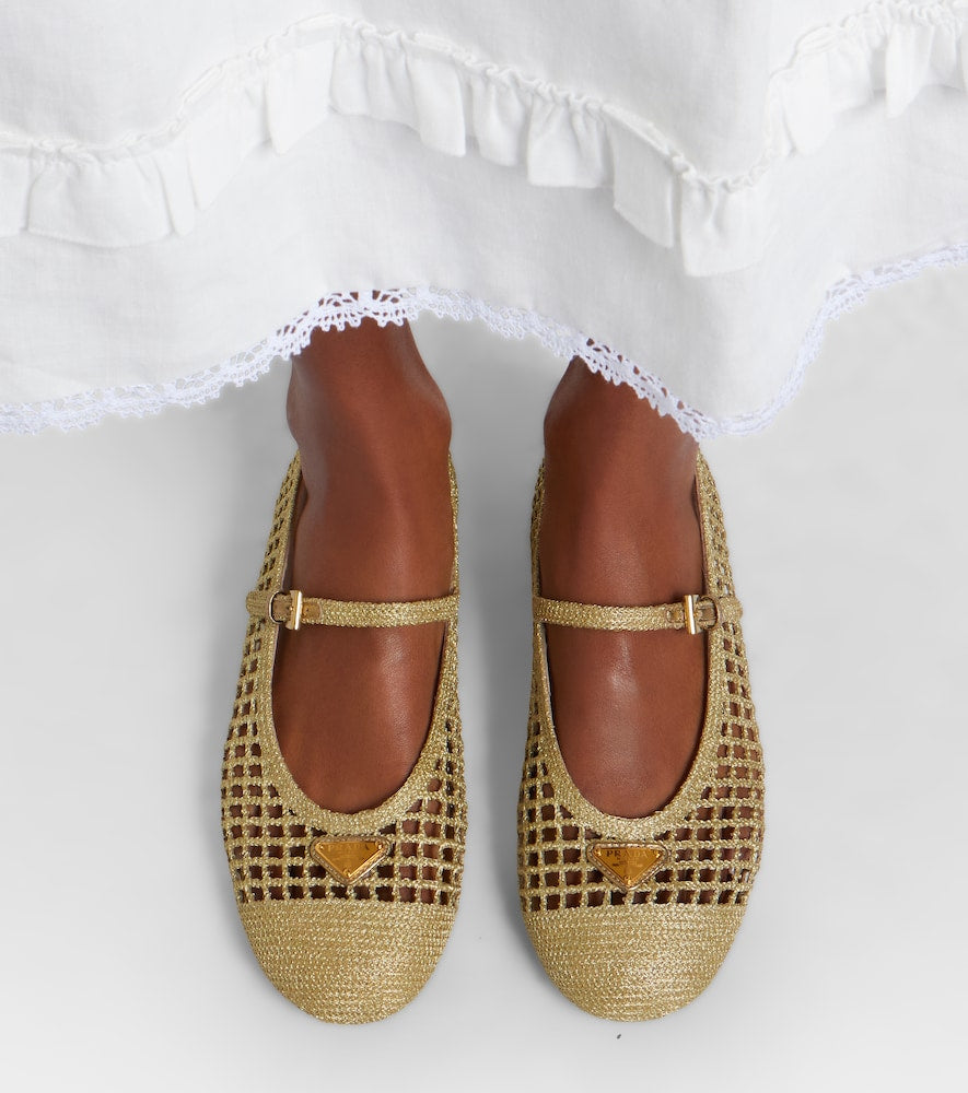 Gold Prada Crochet Mary Jane flats - Ballerina Flats