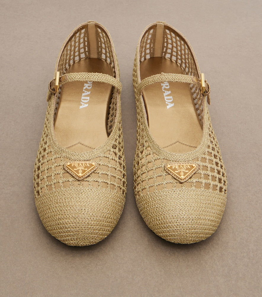 Gold Prada Crochet Mary Jane flats - Ballerina Flats