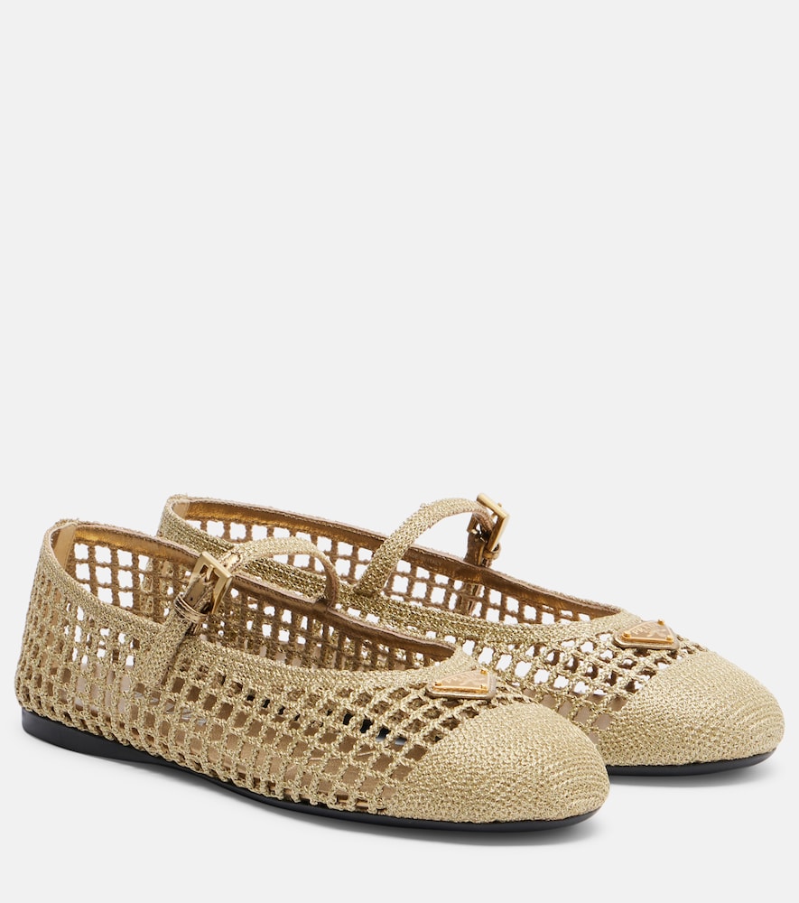 Gold Prada Crochet Mary Jane flats - Ballerina Flats