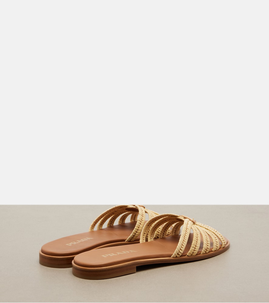 Beige Prada Crochet raffia-effect slides - Slides