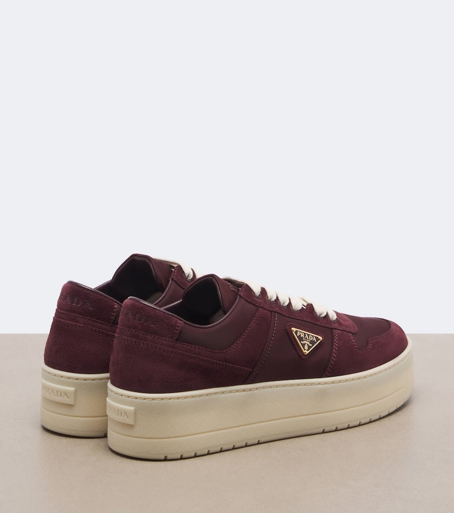 Burgundy Prada Downtown Bold Re-Nylon and suede sneakers - Low-Top Sneakers