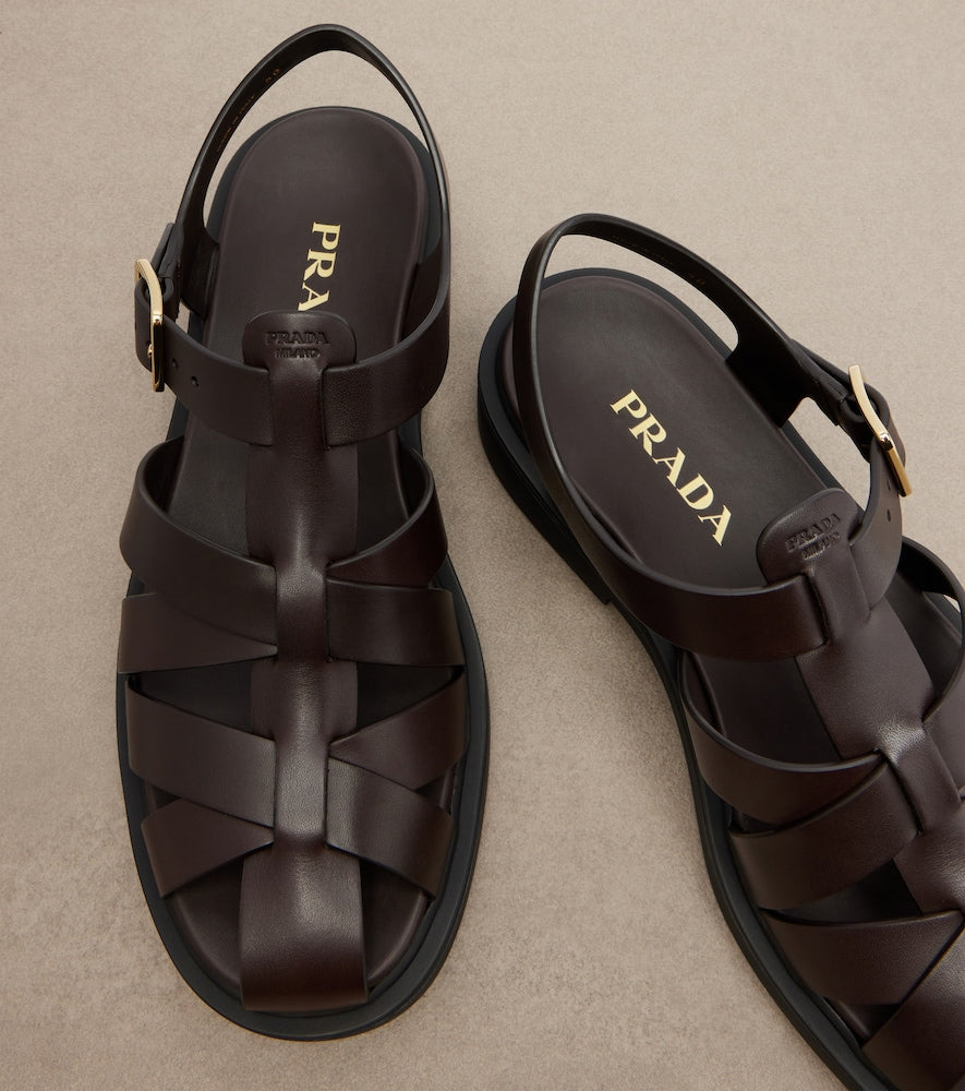 Prada Leather fisherman sandals - Brown Flat Sandals