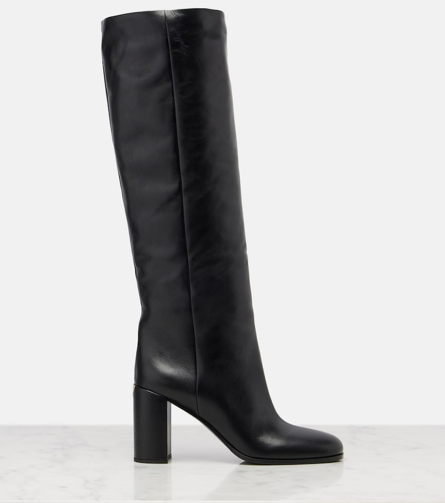Black Prada Leather knee-high boots - Mid Heel Boots