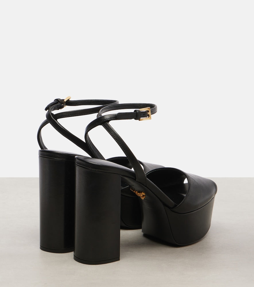 Prada Leather platform sandals in Black - Heeled Sandals