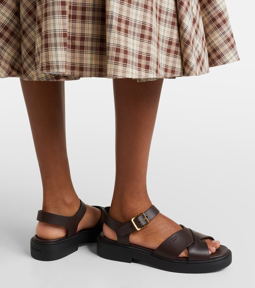 Prada Leather platform sandals in Brown - Flat Sandals