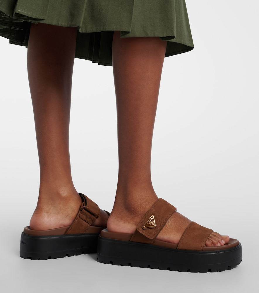 Prada Leather platform sandals - Brown Flat Sandals