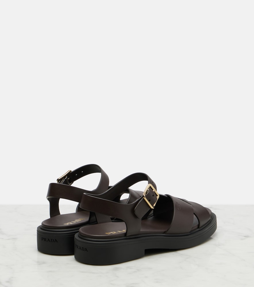 Prada Leather platform sandals in Brown - Flat Sandals