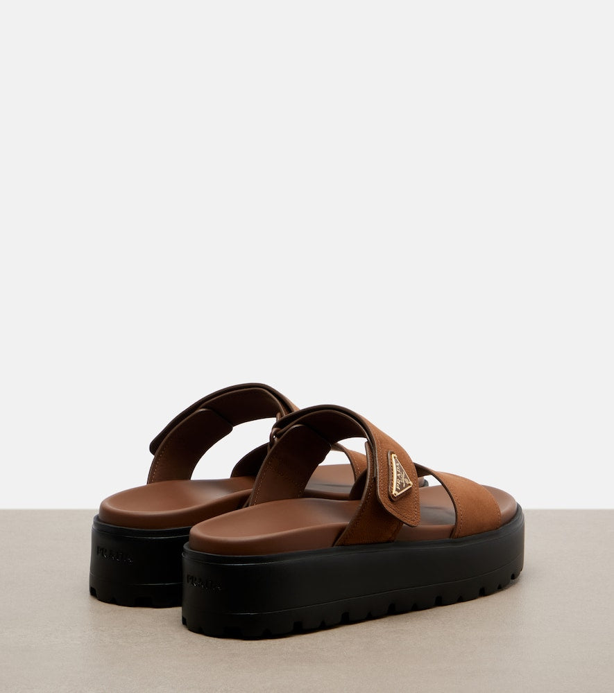 Prada Leather platform sandals - Brown Flat Sandals