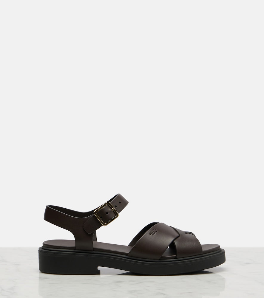 Prada Leather platform sandals in Brown - Flat Sandals
