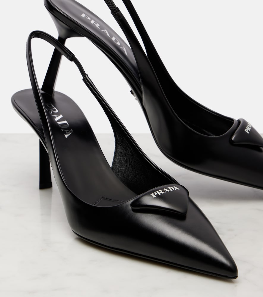 Black Prada Leather slingback pumps - Mid Heel Pumps