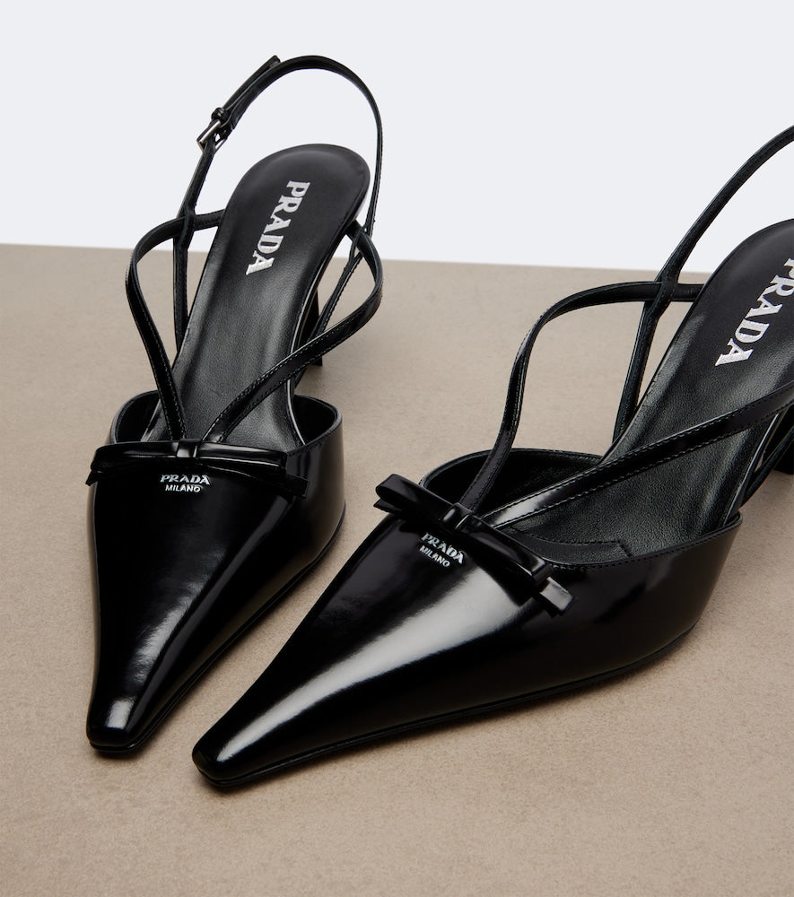 Prada Leather slingback pumps in Black - Mid Heel Pumps