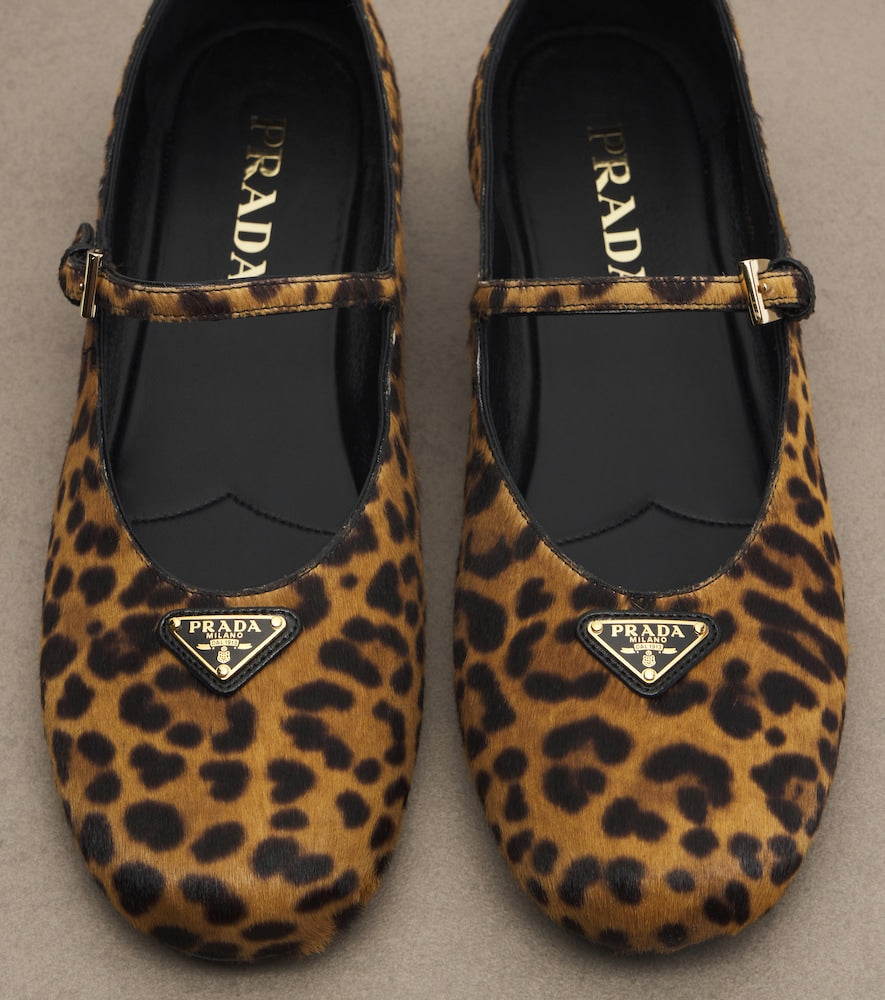 Prada Leopard-print calf hair Mary Jane flats - Brown Ballerina Flats