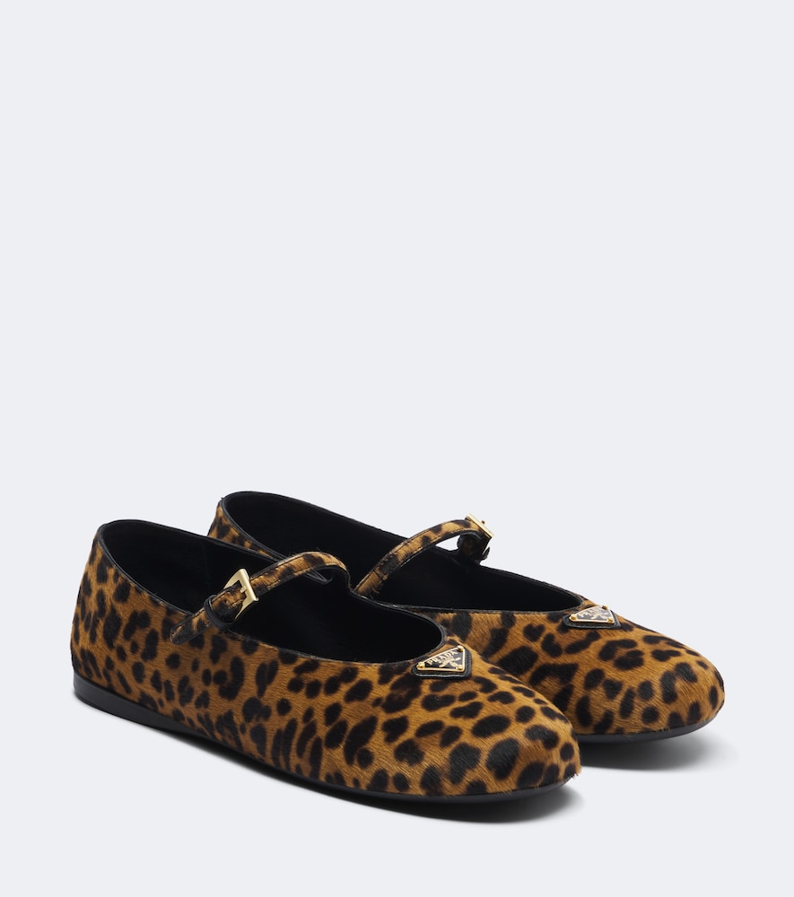 Prada Leopard-print calf hair Mary Jane flats - Brown Ballerina Flats