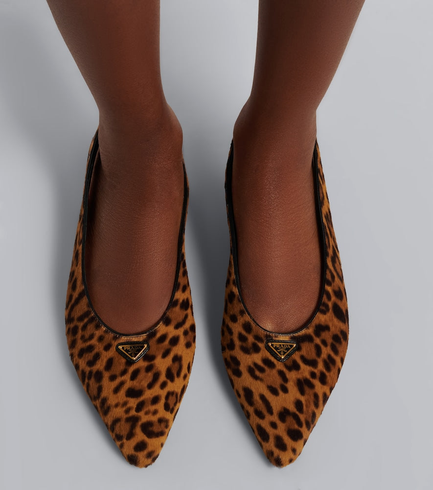Prada Leopard-print calf hair slingback flats - Brown Ballerina Flats