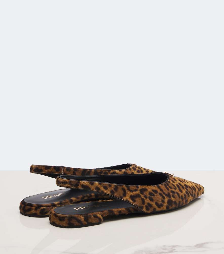 Prada Leopard-print calf hair slingback flats - Brown Ballerina Flats