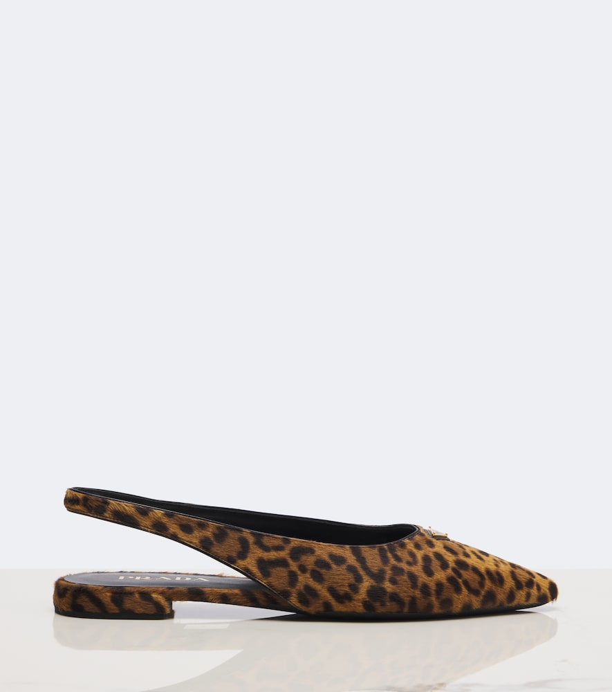 Prada Leopard-print calf hair slingback flats - Brown Ballerina Flats