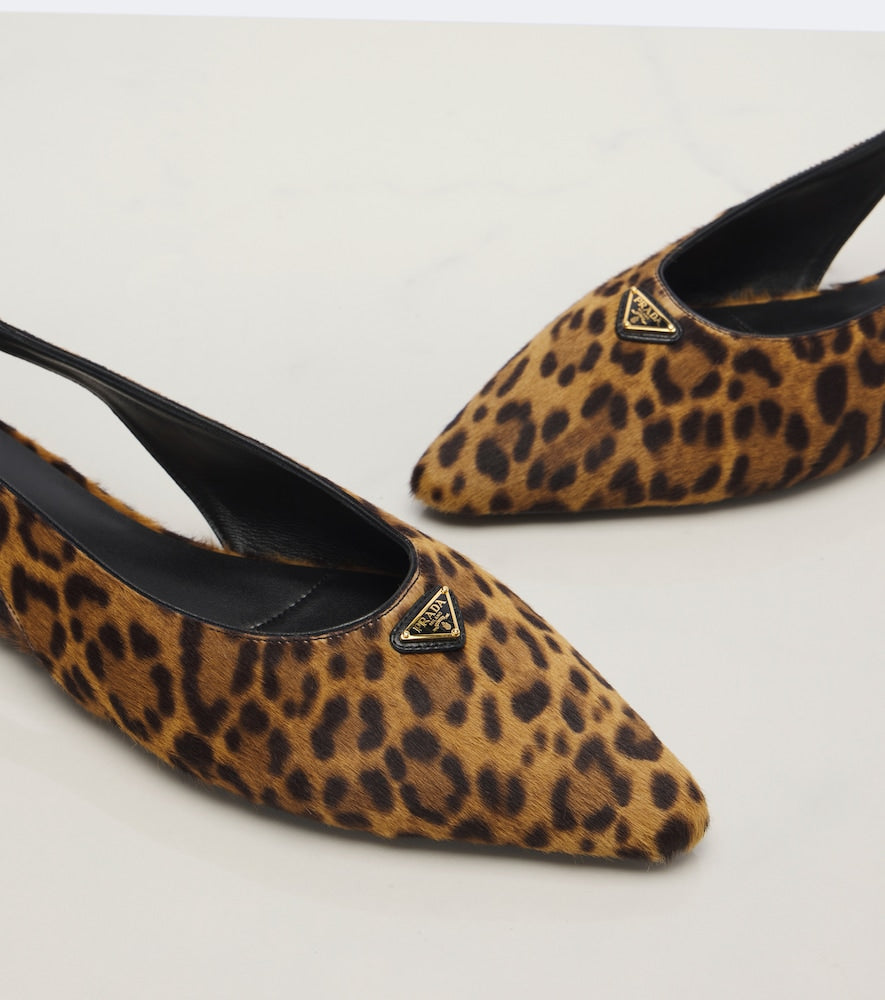 Prada Leopard-print calf hair slingback flats - Brown Ballerina Flats