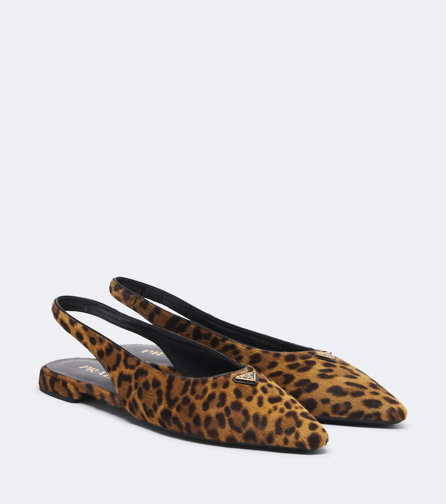 Prada Leopard-print calf hair slingback flats - Brown Ballerina Flats