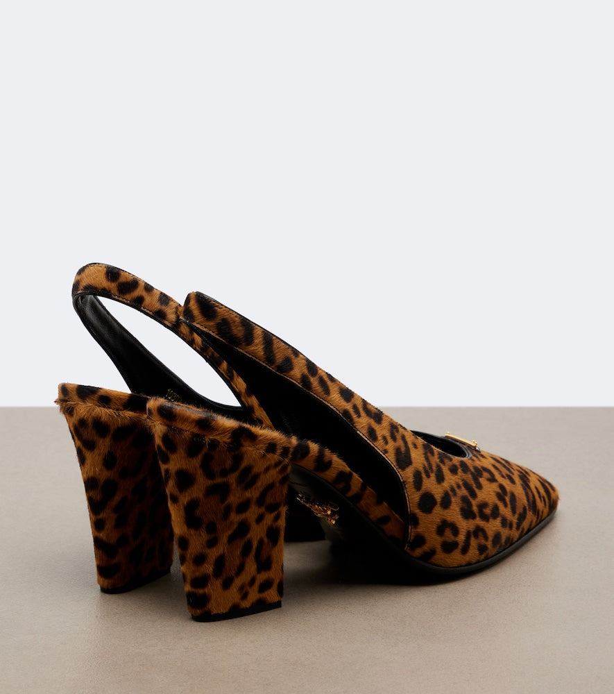 Brown Prada Leopard-print calf hair slingback pumps - Mid Heel Pumps
