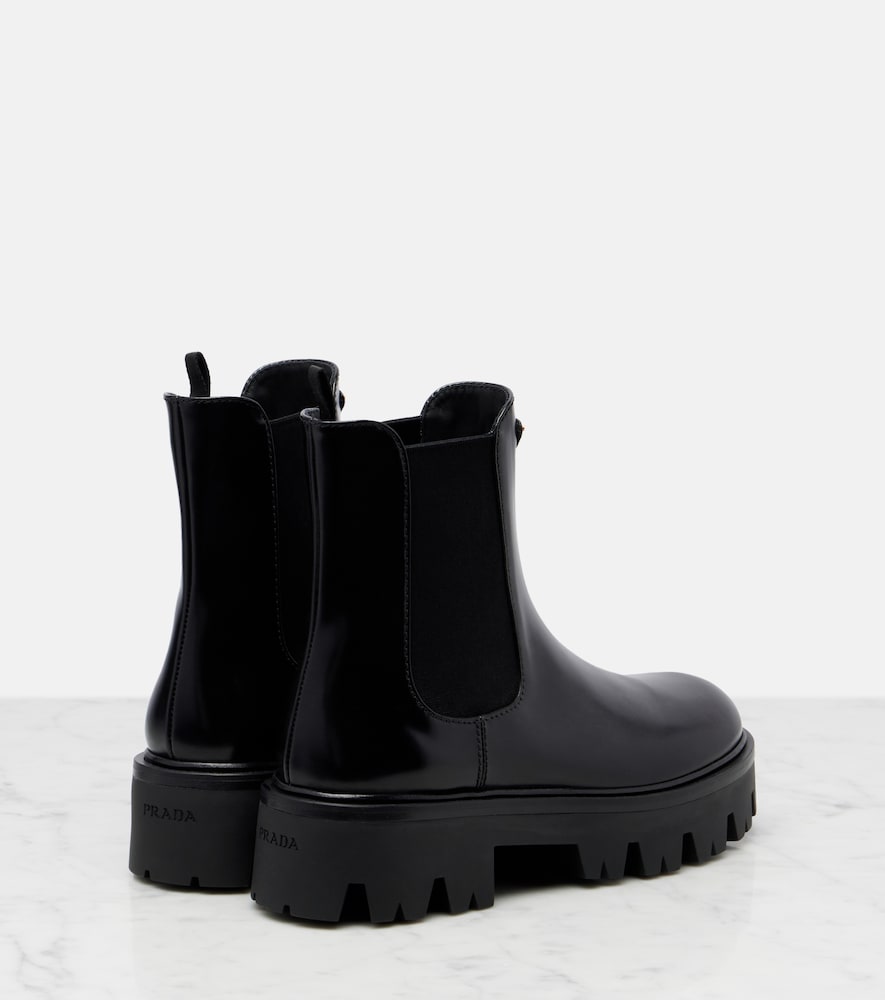Black Prada Logo leather platform Chelsea boots - Flat Boots